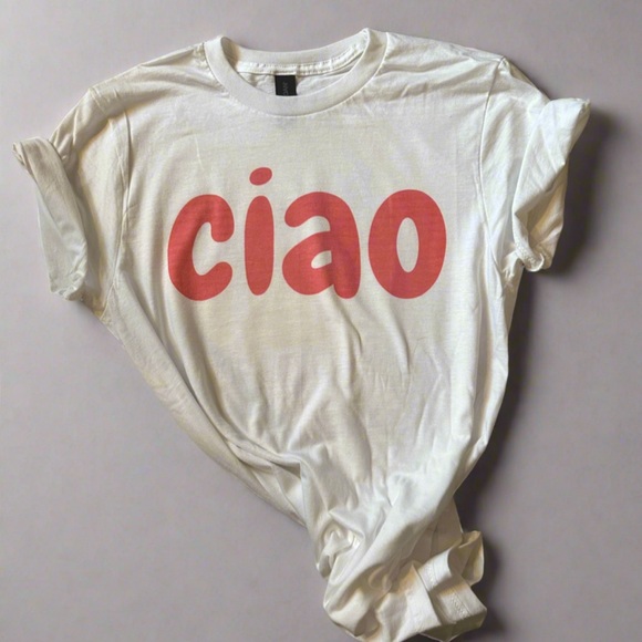 White T-Shirt with Red 'Ciao' Print - Picture 2 of 2